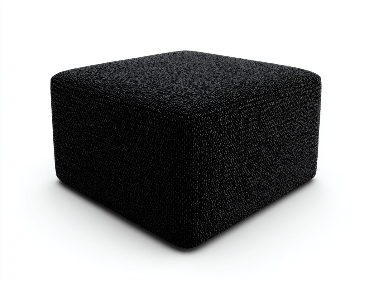 Pedale quadrato 58×58×36 cm - tessuto a maglia nero - seduta bassa imbottita con angoli arrotondati per Camera Da Letto