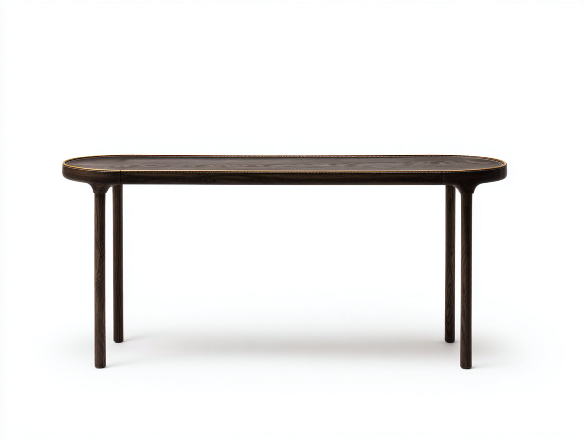 Console 200×50×80 cm - noce scuro con bordi arrotondati - design minimalista per camera da letto