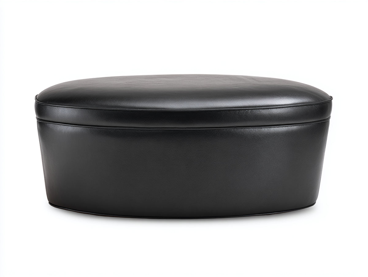 Pedale 95×50×36 cm - rivestimento ecopelle nera effetto pelle - panca ovale imbottita stile contemporaneo per camera da letto