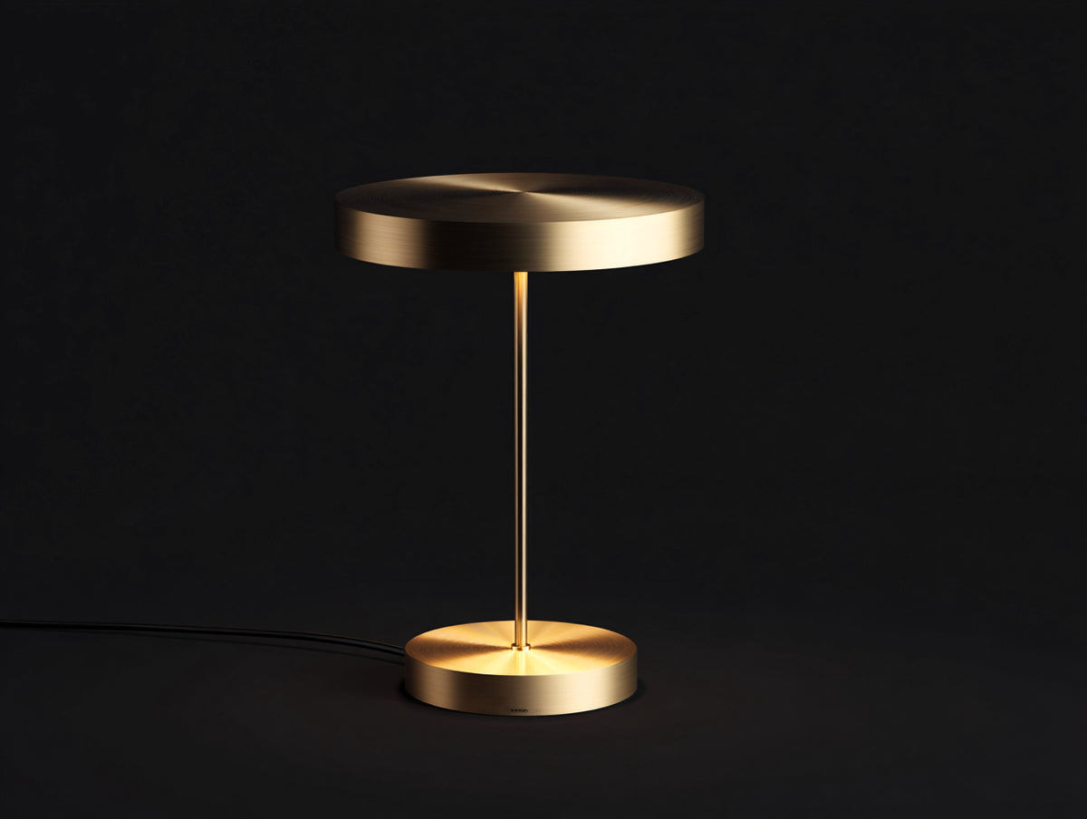 Lampada da scrivania 40×40×57 cm - metallo ottone - diffusore circolare piatto per camera da letto