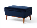 Pedale 90×45×42 cm - tessuto blu scuro imbottito - seduta contenitore con gambe in legno stile nordico per camera da letto