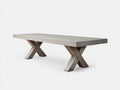 Console 170×43×79 cm - piano in cemento beige grigio e rovere sbiancato - supporti diagonali per Camera Da Letto
