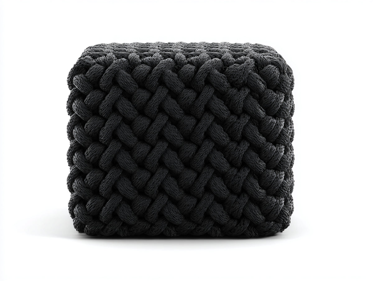 Pedale 45×45×40 cm - rivestimento intrecciato nero - seduta decorativa stile moderno per camera da letto