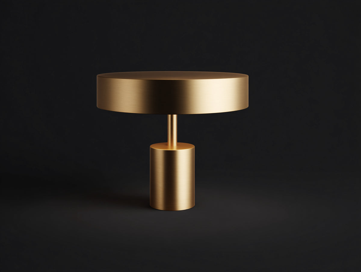 Lampada Da Scrivania 42×42×52 cm - metallo ottone spazzolato - paralume cilindrico con base compatta per Camera Da Letto