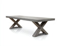 Console 185×44×78 cm - cemento grigio medio e legno grigio scuro - cavalletti incrociati con basi orizzontali per Camera Da Letto