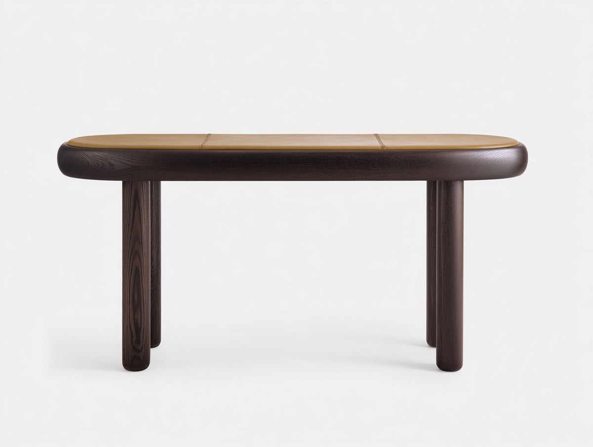 Console 180×45×78 cm - legno scuro e piano ovale - stile moderno per camera da letto