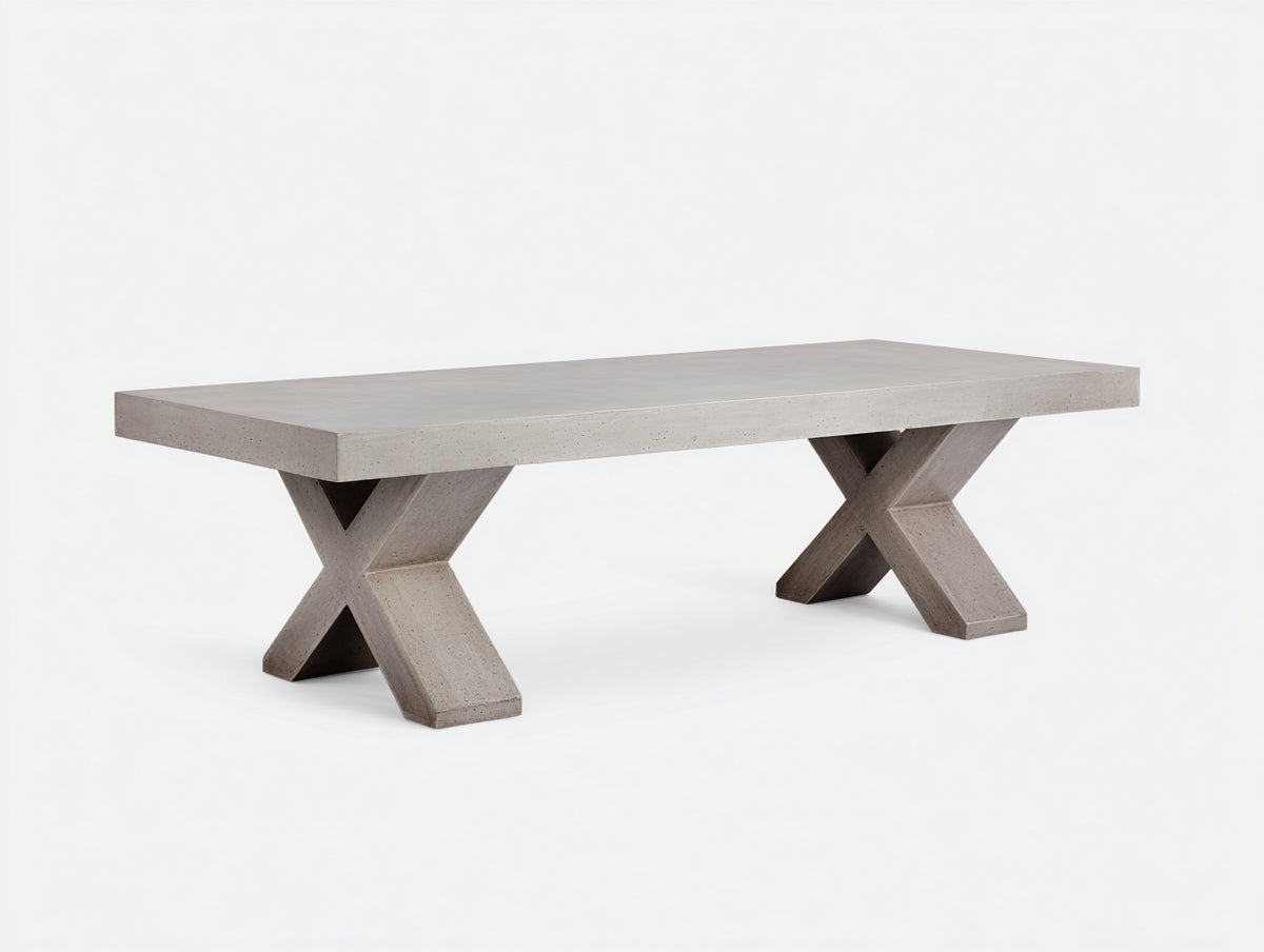 Console 180×45×80 cm - cemento grigio naturale - piano rettangolare con due sostegni a X per Camera Da Letto