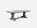 Console 165×42×78 cm - cemento grigio chiaro e legno grigio - base a cavalletto con traversa per Camera Da Letto