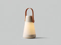 Lampada da scrivania 19×19×42 cm - beige e marrone - fascia traforata con maniglia per camera da letto