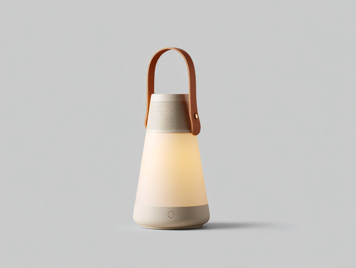 Lampada da scrivania 19×19×42 cm - beige e marrone - fascia traforata con maniglia per camera da letto