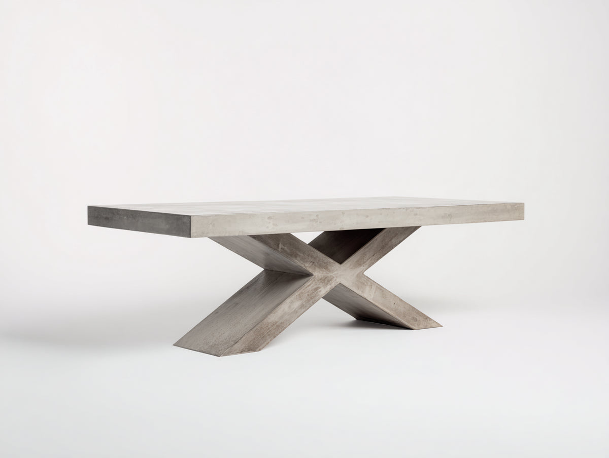 Console 160×45×78 cm - cemento grigio chiaro - piano spesso con base centrale incrociata per Camera Da Letto