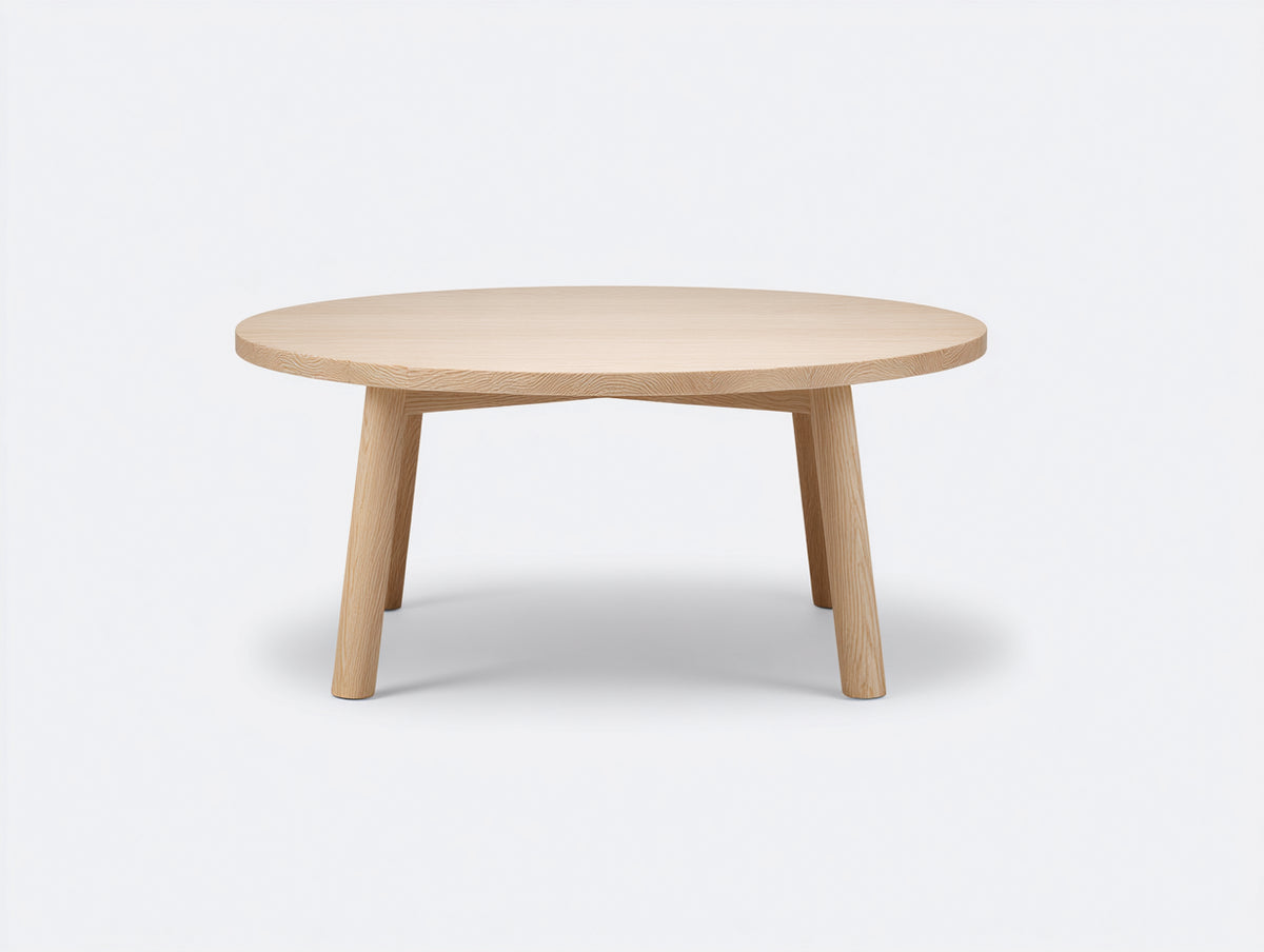 Tavolino Da Caffè circolare 100×100×42 cm - legno rovere naturale - gambe inclinate in stile nordico per Soggiorno