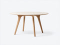 Tavolino Da Caffè rotondo 110×110×45 cm - piano composito beige chiaro e gambe in rovere - design slanciato per Soggiorno